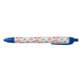 Oranje & blauw modern ventilatorpatroon zwarte inkt pen (Bodem)