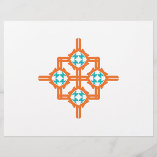 Oranje blauw ornament flyer