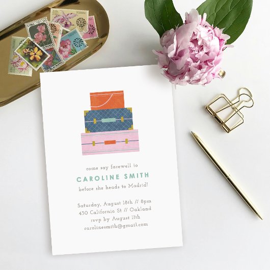 Oranje Blauw Roze Afscheidsfeest Uitnodiging