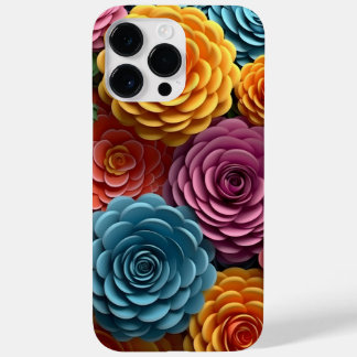 ORANJE BLAUW ROZE WIT 3-D LOOK BLOEMEN Case-Mate iPhone 14 PRO MAX HOESJE
