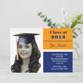 Oranje & blauw Uitnodiging van het Afstuderen van (Staand voorkant)