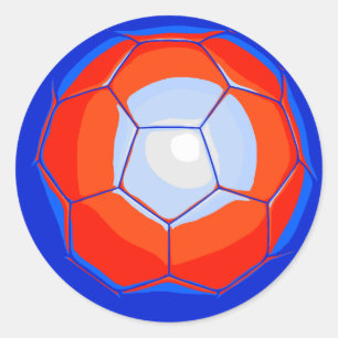 Oranje blauw Voetbal Ronde Sticker
