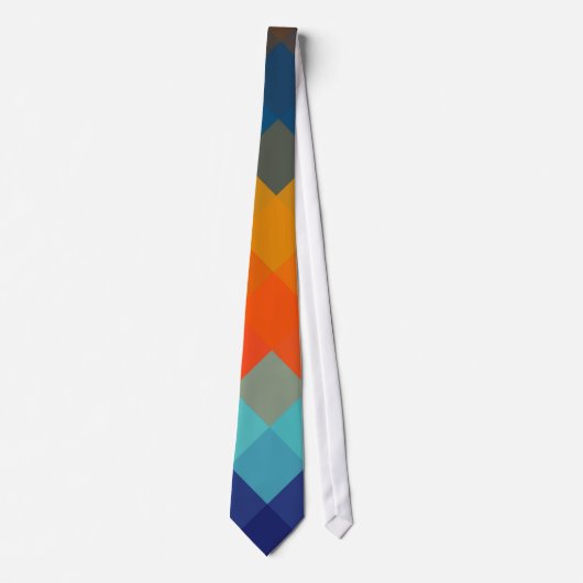 Oranje blauw Zigzag naadloos patroon Stropdas (Voorkant)