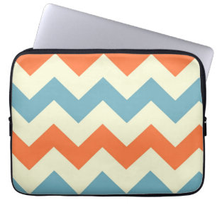 Oranje blauw zigzag-zigzagpatroon laptop sleeve
