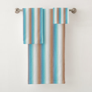Oranje blauwe beige strepen met zachte tong bad handdoek
