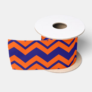 Oranje Blauwe Chevron Zigzag Ontwerp Lint
