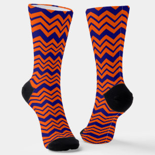 Oranje Blauwe Chevron Zigzag Ontwerp Sokken