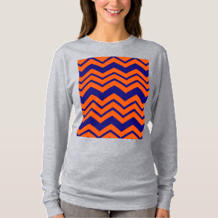 Oranje Blauwe Chevron Zigzag Ontwerp T-shirt