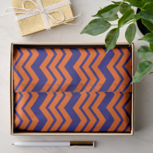 Oranje Blauwe Chevron Zigzag Ontwerp Tissuepapier