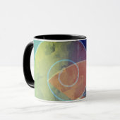 oranje, blauwe en gele Abstracte kunst Mok (Voorkant links)