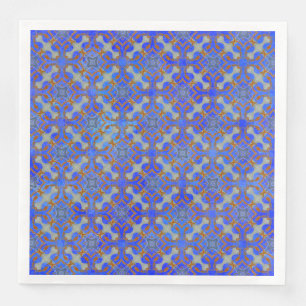 Oranje, Blauwe Gerolde Diamant Patroon Servet
