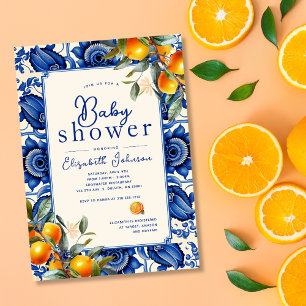 Oranje Blauwe Kleine Moppie Baby Shower Kaart