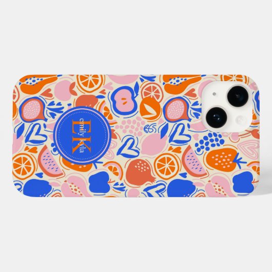 Oranje Blauwe Monogram Groenten Case-Mate iPhone Case (Achterkant (horizontaal))