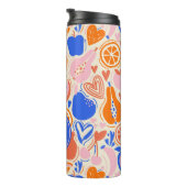 Oranje Blauwe Monogram Groenten Thermosbeker (Geroteerd rechts)