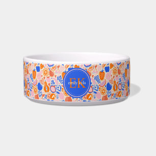 Oranje Blauwe Monogram Groenten Voerbakje
