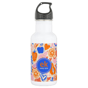 Oranje Blauwe Monogram Groenten Waterfles