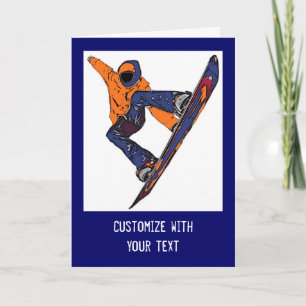 Oranje blauwe spoedsnowboarder klantgerichte kaart