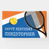 Oranje - blauwe tennisbaan , aanpasbaar spandoek (Horizontaal)