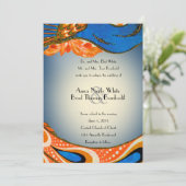 Oranje blauwe uitnodiging tot het huwelijk (Staand voorkant)