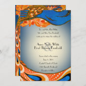Oranje blauwe uitnodiging tot het huwelijk (Voorkant / Achterkant)