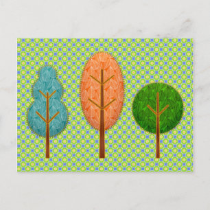 Oranje Blauwgroen groene bomen met moderne Polka D Briefkaart
