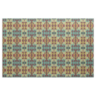 Oranje Blauwgroen Turquoise Green Dark Red Ethnic Stof
