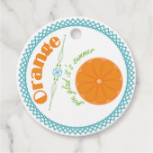 Oranje, blij dat het zomerfruitthema is bedankjes labels (Voorkant)