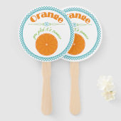 Oranje, blij dat het zomerfruitthema is handwaaier (Voorkant en achterkant)