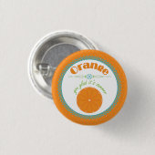 Oranje, blij dat het zomerfruitthema is ronde button 3,2 cm (Voorkant /achterkant)