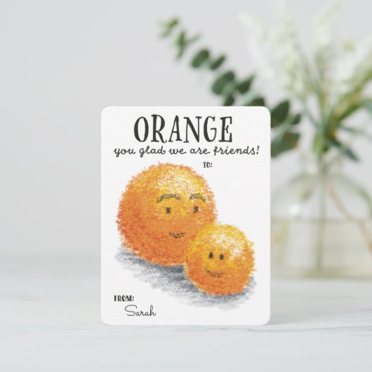 Oranje, blij dat we vrienden zijn Valentijnsdag Feestdagenkaart (Staand voorkant)