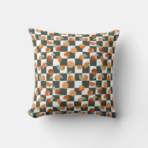 Oranje Bliss Dark Blauwgroen Checkers Kussen