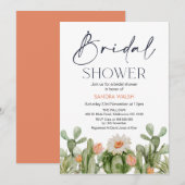 Oranje bloeiende Cactus Bridal Shower Kaart (Voorkant / Achterkant)