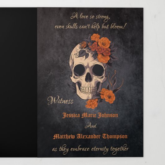 Oranje Bloem Compleet Trifolded Bruiloft programma (Cover)