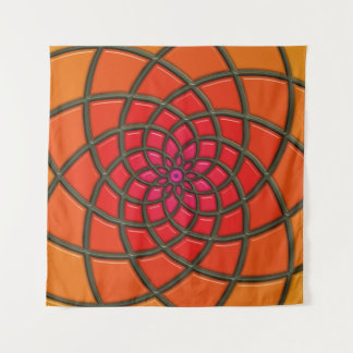 Oranje Bloem Geometrisch Patroon Wandkleed