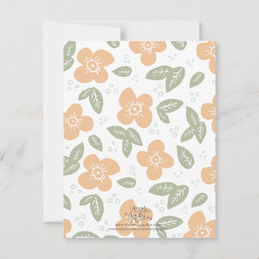 Oranje bloem gepersonaliseerd kaart (Achterkant)