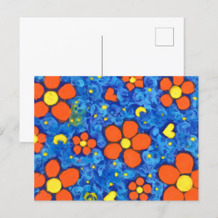 Oranje bloem in water briefkaart