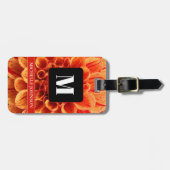 Oranje Bloem met Monogram Bagagelabel (Voorkant horizontaal)