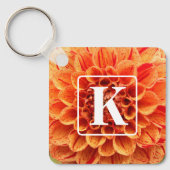 Oranje Bloem Sleutelhanger met Monogram (Voorkant)