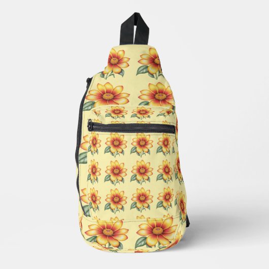 Oranje bloem sling bag (Voorkant)