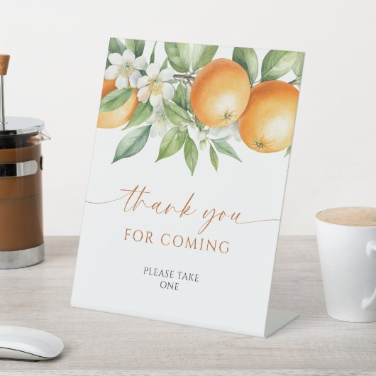 Oranje Bloemen Bedankt voor Coming Sign Reclamebord Met Voetstuk (Insitu)