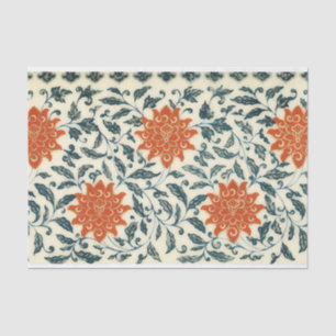 oranje bloemen - blauwe stengel - Chinees patroon Tissuepapier