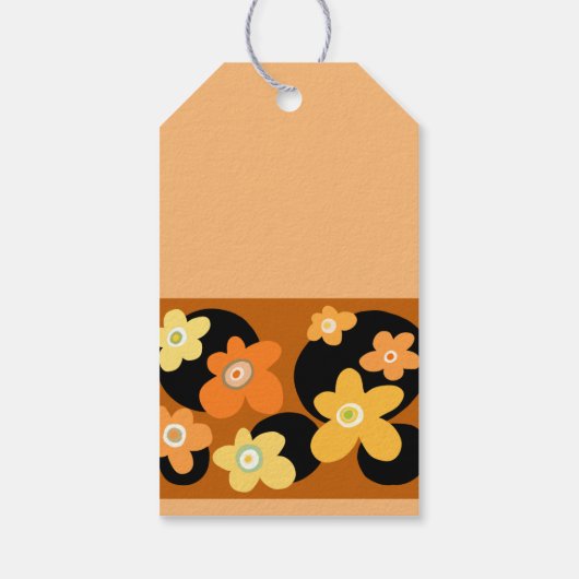 oranje bloemen cadeaulabel (Achterkant)
