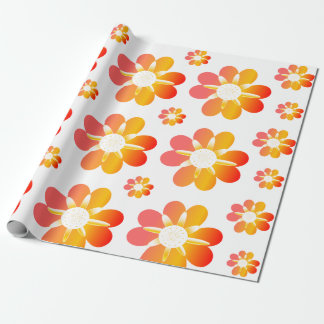 Oranje bloemen cadeaupapier
