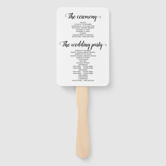 Oranje bloemen cursief script bruiloft programma handwaaier (Achterkant)