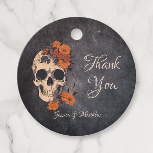 Oranje bloemen Elegant dank u bruiloft gunst TA Bedankjes Labels (Voorkant)