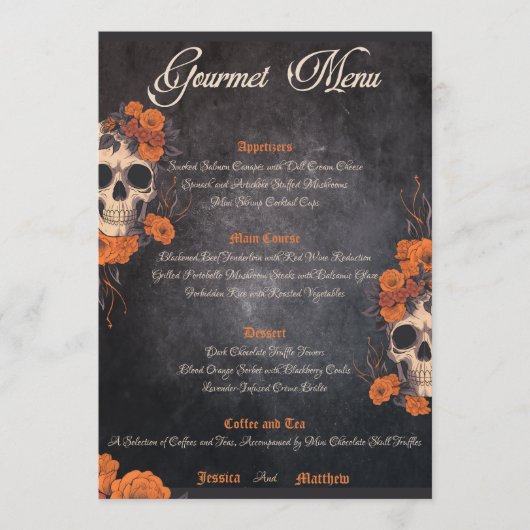 Oranje bloemen Elegant gastronomisch menu (Voorkant)