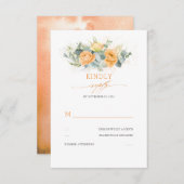Oranje bloemen Elegante bruiloft RSVP (Voorkant / Achterkant)