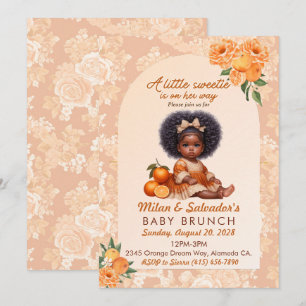 Oranje  Bloemen Etnische Baby Meisje Baby shower Aankondiging