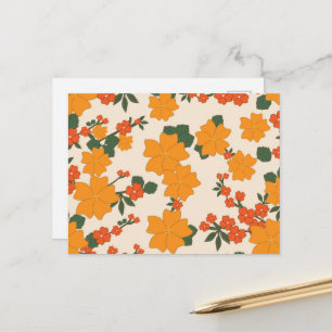 Oranje bloemen, flessenpatroon, patroon van bloeme briefkaart