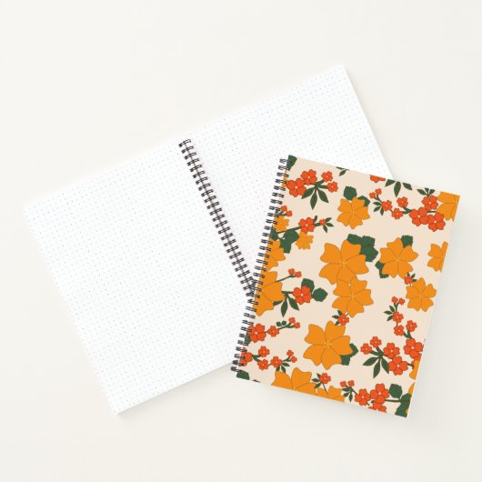 Oranje bloemen, flessenpatroon, patroon van bloeme notitieboek (Binnen)